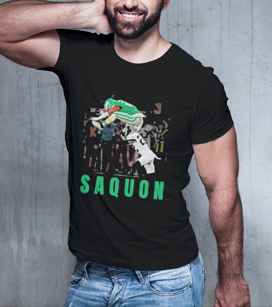 Saquon Reverse Hurdle Eagles Football Action T-Shirt