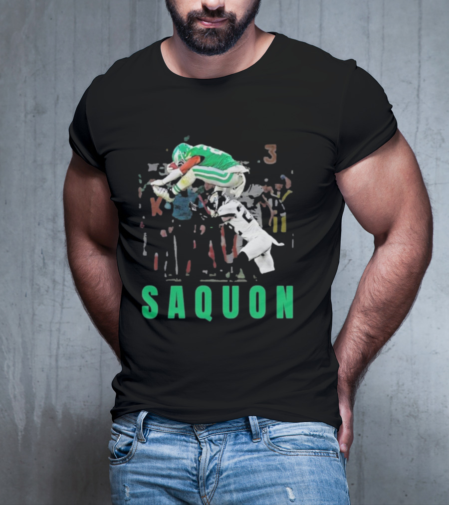 Saquon Reverse Hurdle Eagles Football Action T-Shirt