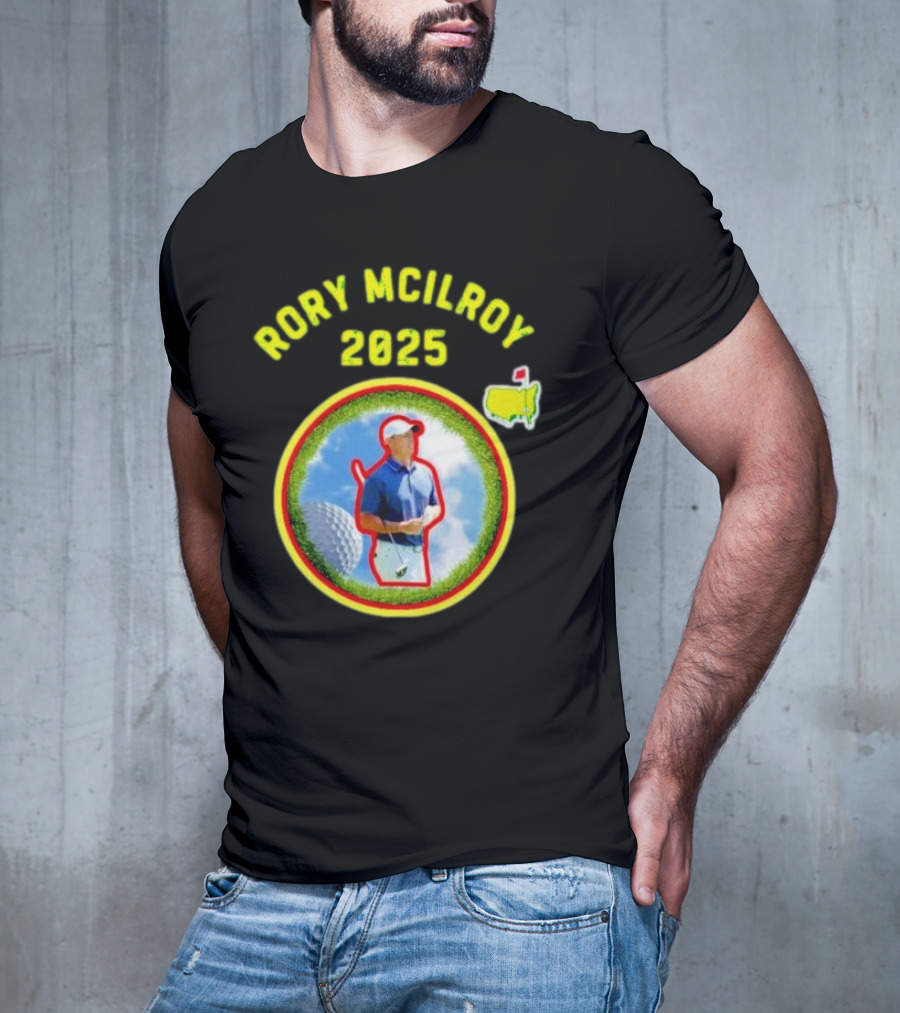 Rory McIlroy 2025 Masters Tournament Vintage Golf Circle Clouds Fairway T-Shirt