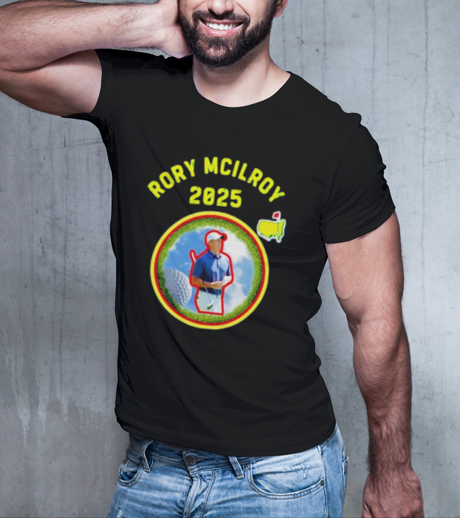Rory McIlroy 2025 Masters Tournament Vintage Golf Circle Clouds Fairway T-Shirt