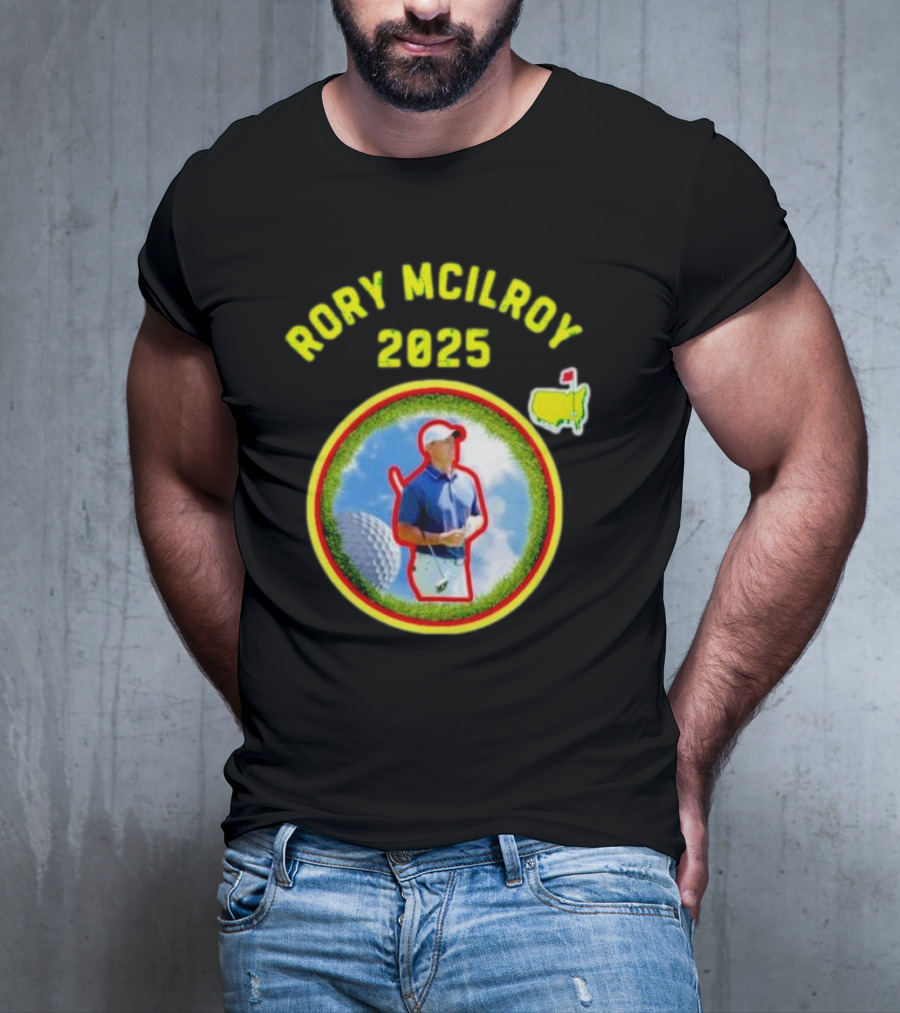 Rory McIlroy 2025 Masters Tournament Vintage Golf Circle Clouds Fairway T-Shirt