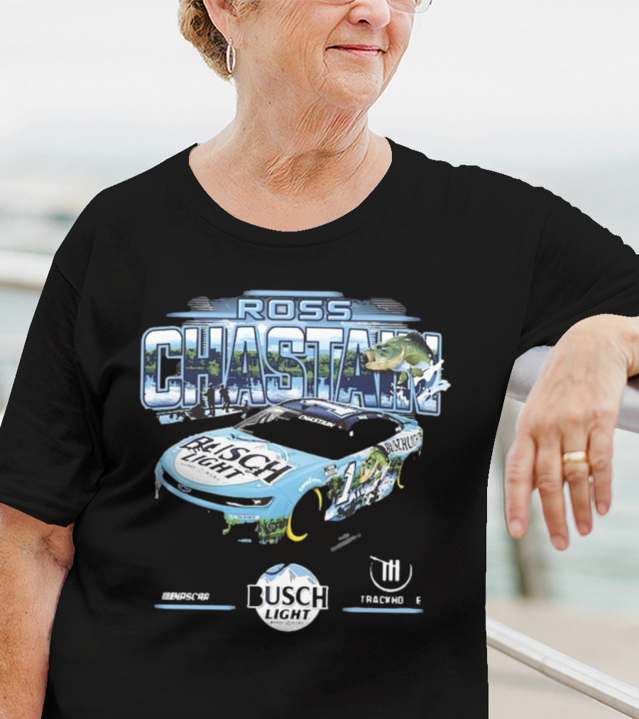 Ross Chastain Busch Light Trackhouse Racing Team Bass Car T-Shirt