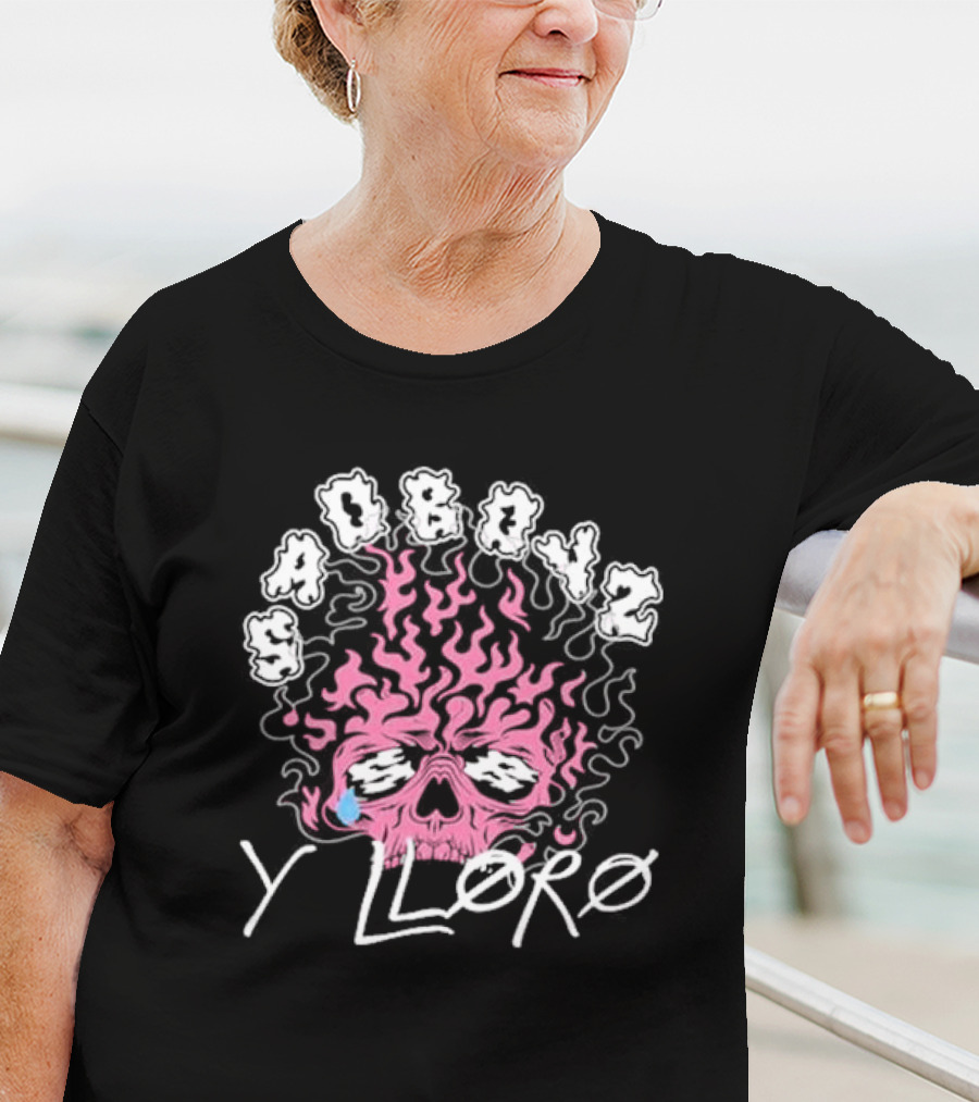 Sad Boyz Y Lloro Skull Flames Pink Blue Tear T-Shirt