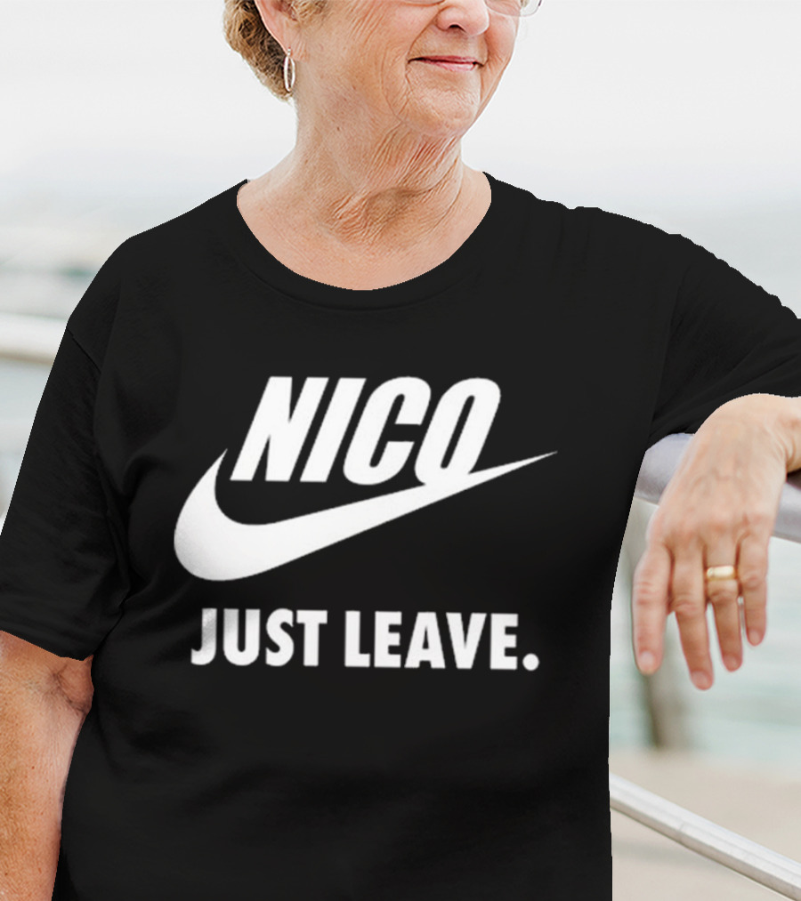 Nico Just Leave Swoosh Parody T-Shirt