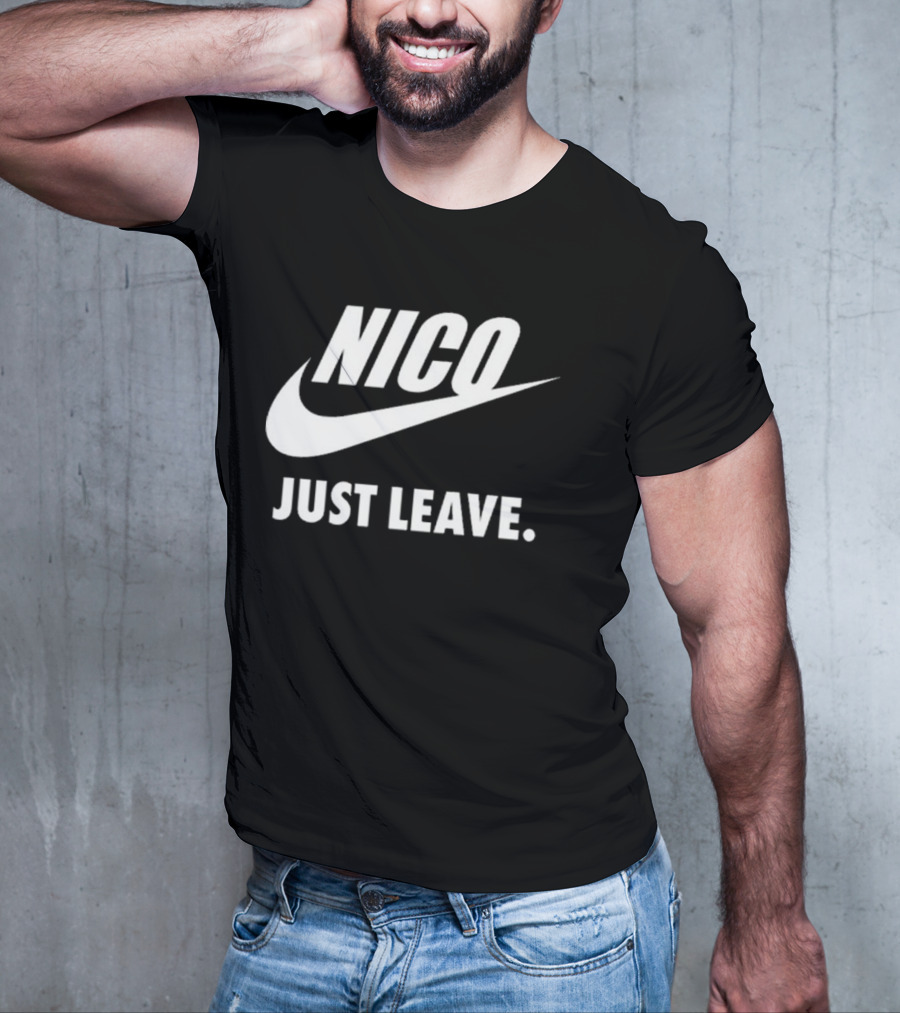 Nico Just Leave Swoosh Parody T-Shirt