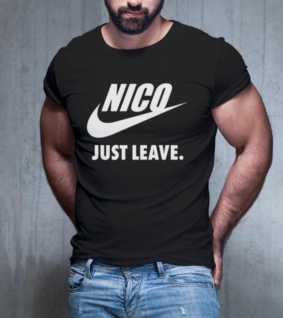 Nico Just Leave Swoosh Parody T-Shirt