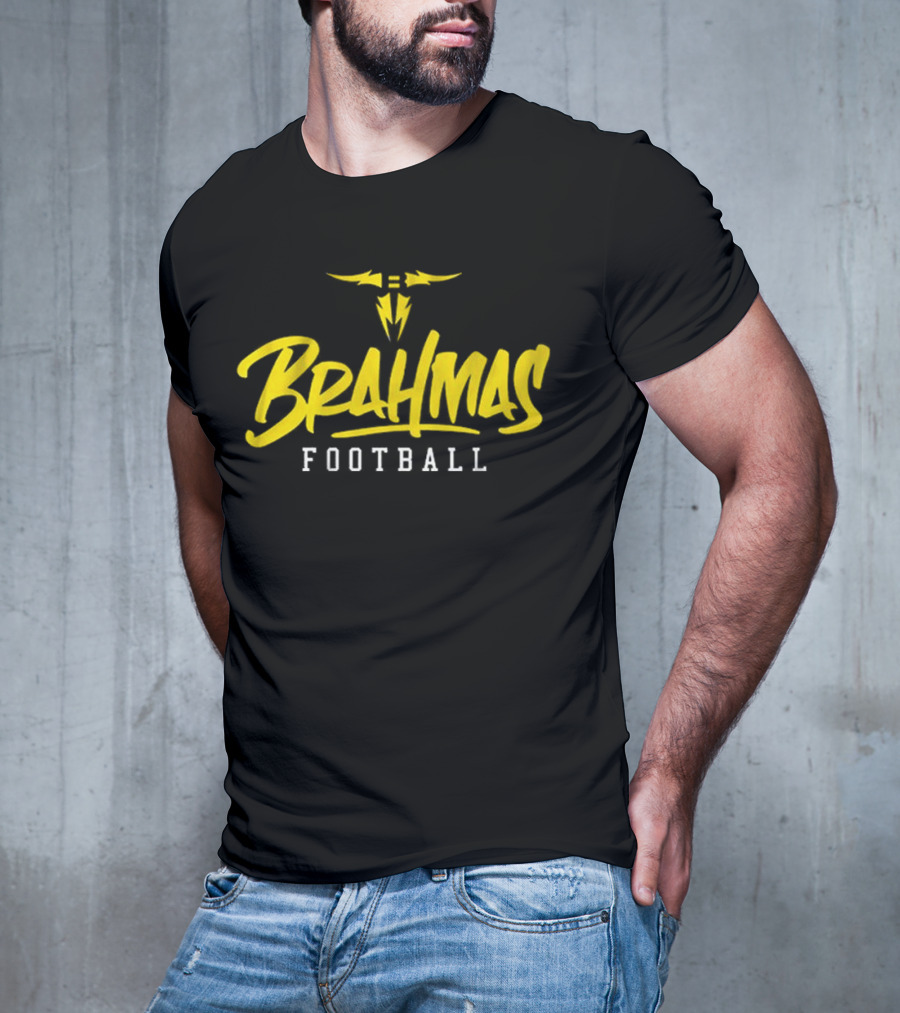 Brahmas Football San Antonio Stylized Text T-Shirt