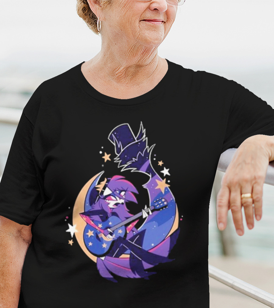 Sharkrobot I Will Be Okay Celestial Guitarist Fox In Top Hat With Stars And Moon T-Shirt