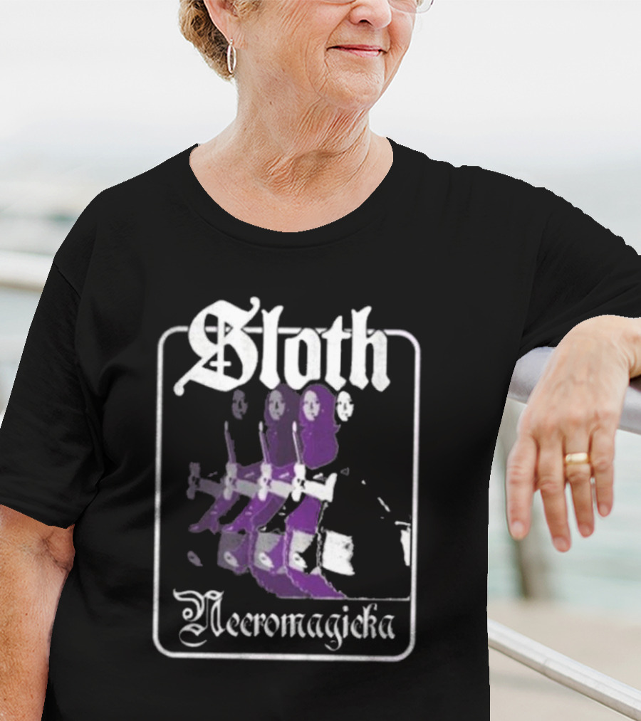 Sloth Necromagicka Gothic Cartoon Duel Swordsman Art T-Shirt