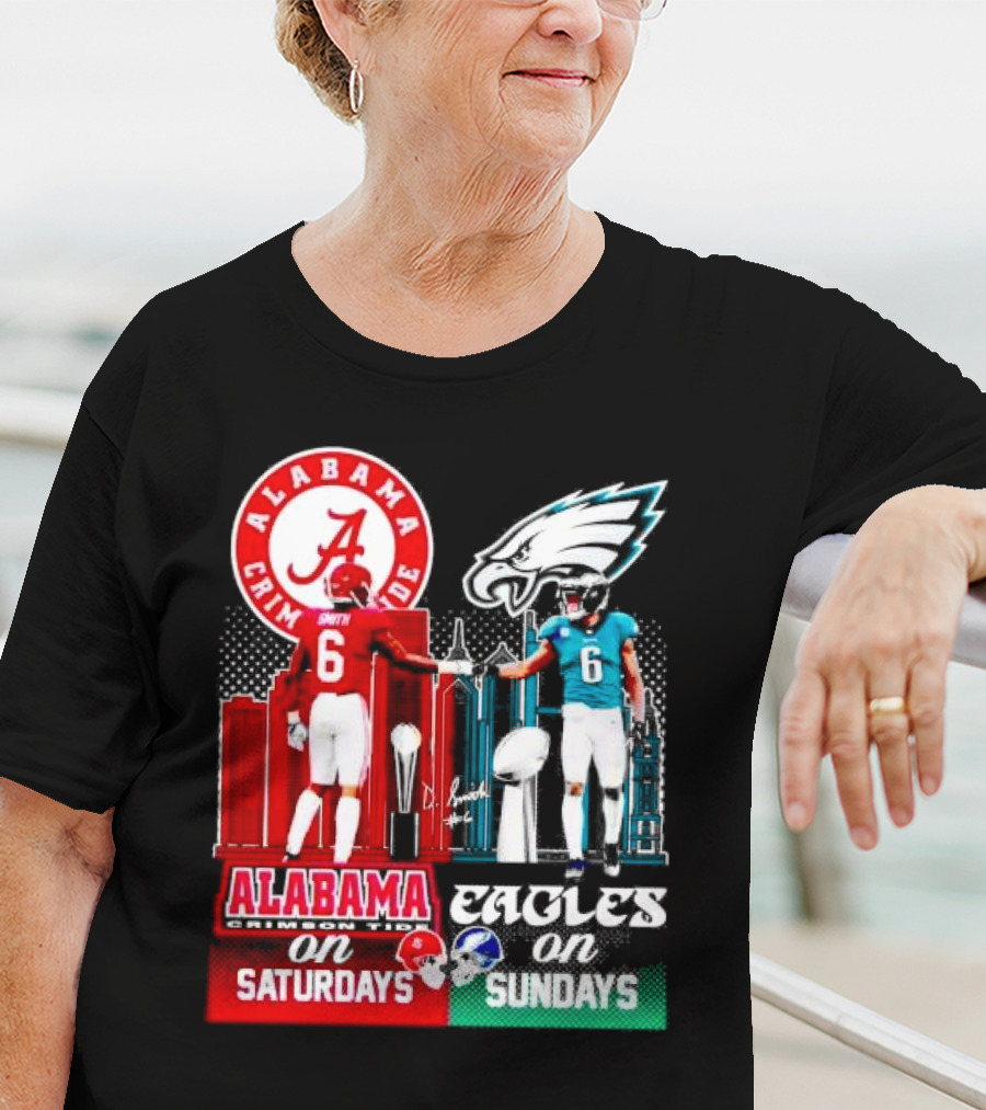 Alabama Crimson Tide Saturdays And Philadelphia Eagles Sundays Smith T-Shirt