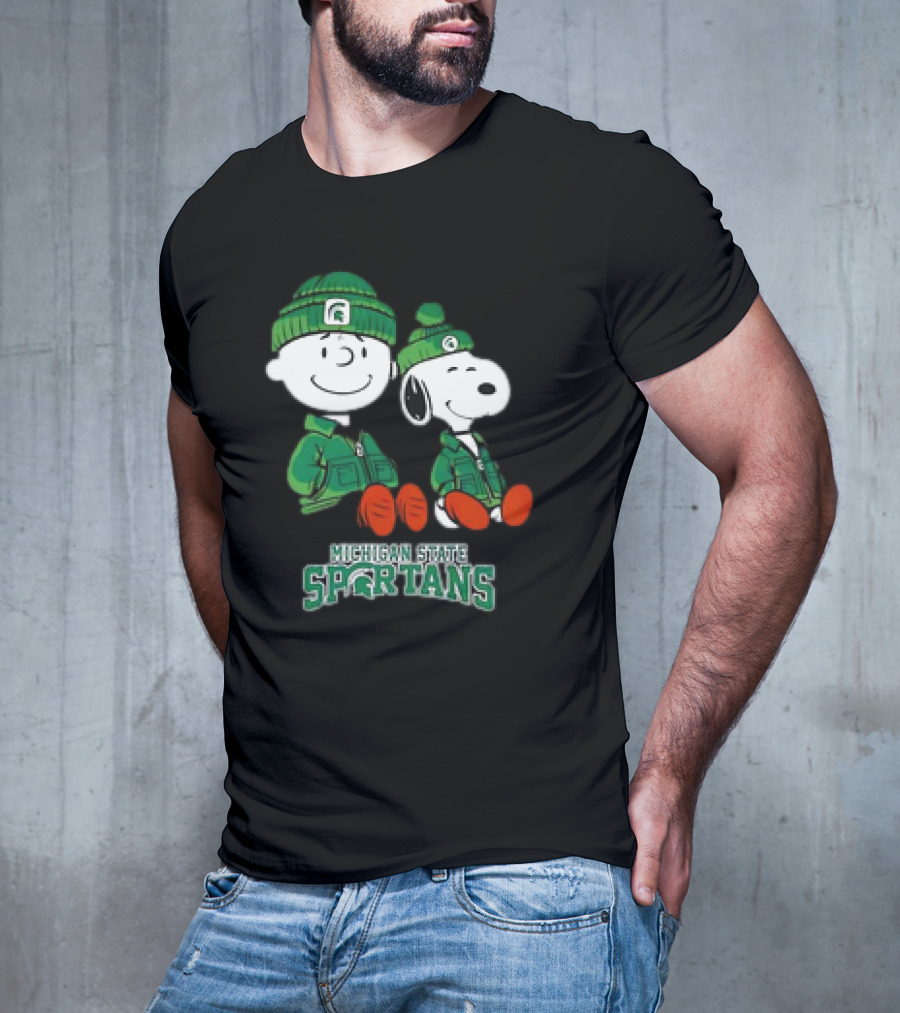 Snoopy And Charlie Brown Michigan State Spartans Green Apparel T-Shirt