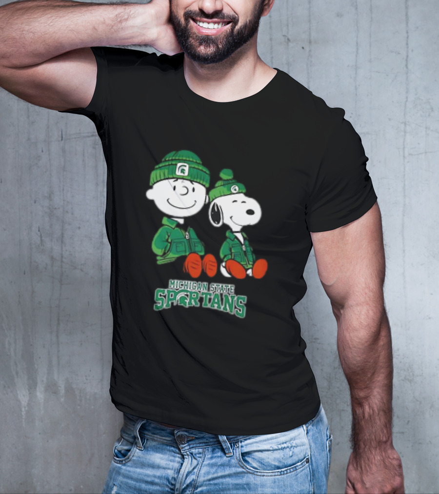 Snoopy And Charlie Brown Michigan State Spartans Green Apparel T-Shirt