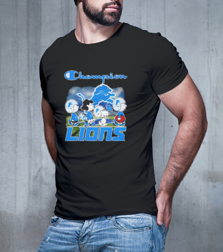 Champion Lions Snoopy Charlie Brown And Friends Detroit T-Shirt