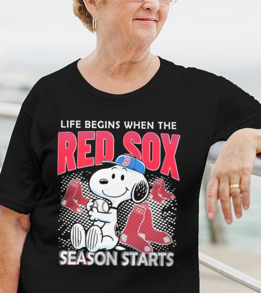 Snoopy Life Begins When The Red Sox Season Starts T-Shirt