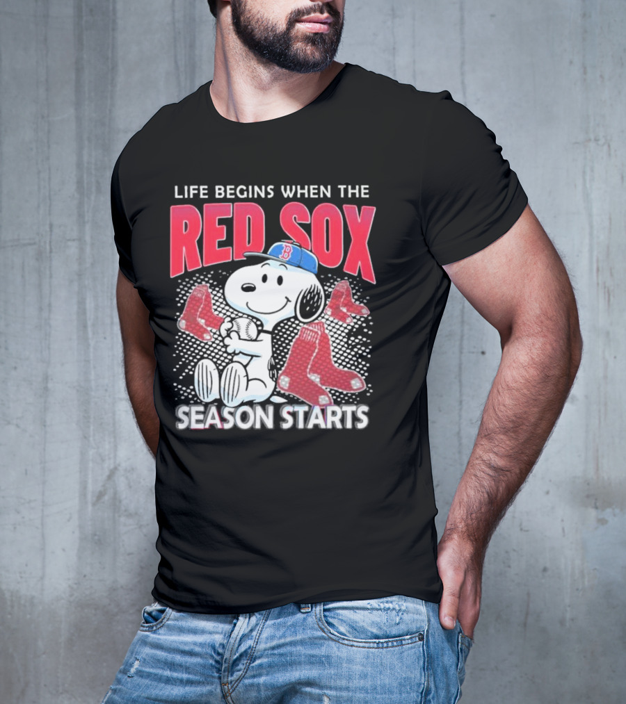Snoopy Life Begins When The Red Sox Season Starts T-Shirt