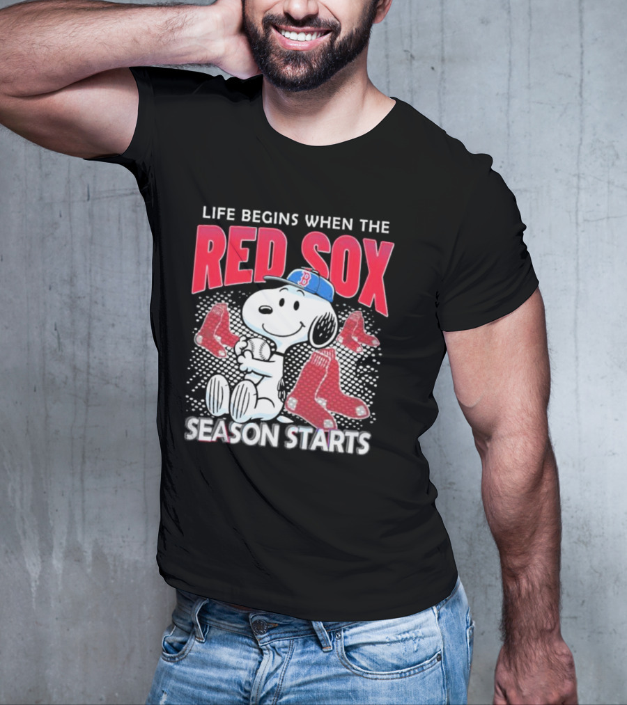 Snoopy Life Begins When The Red Sox Season Starts T-Shirt