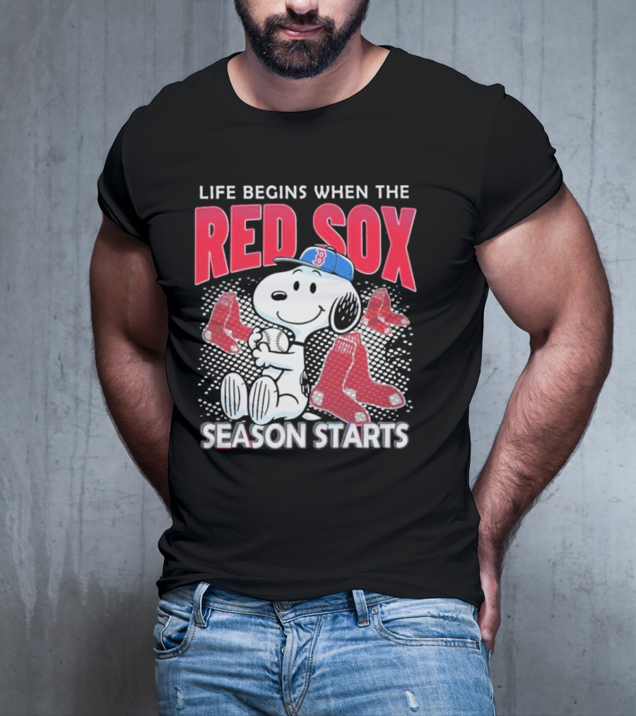 Snoopy Life Begins When The Red Sox Season Starts T-Shirt