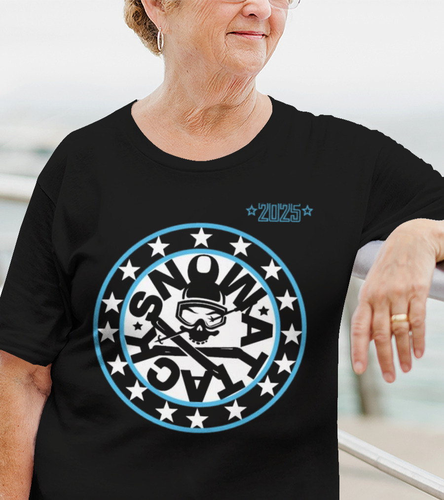 Snowattack Festival 2025 Skull Goggles And Crossed Skis Star Circle T-Shirt