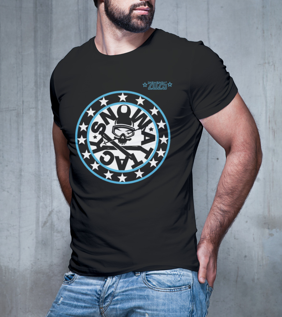 Snowattack Festival 2025 Skull Goggles And Crossed Skis Star Circle T-Shirt