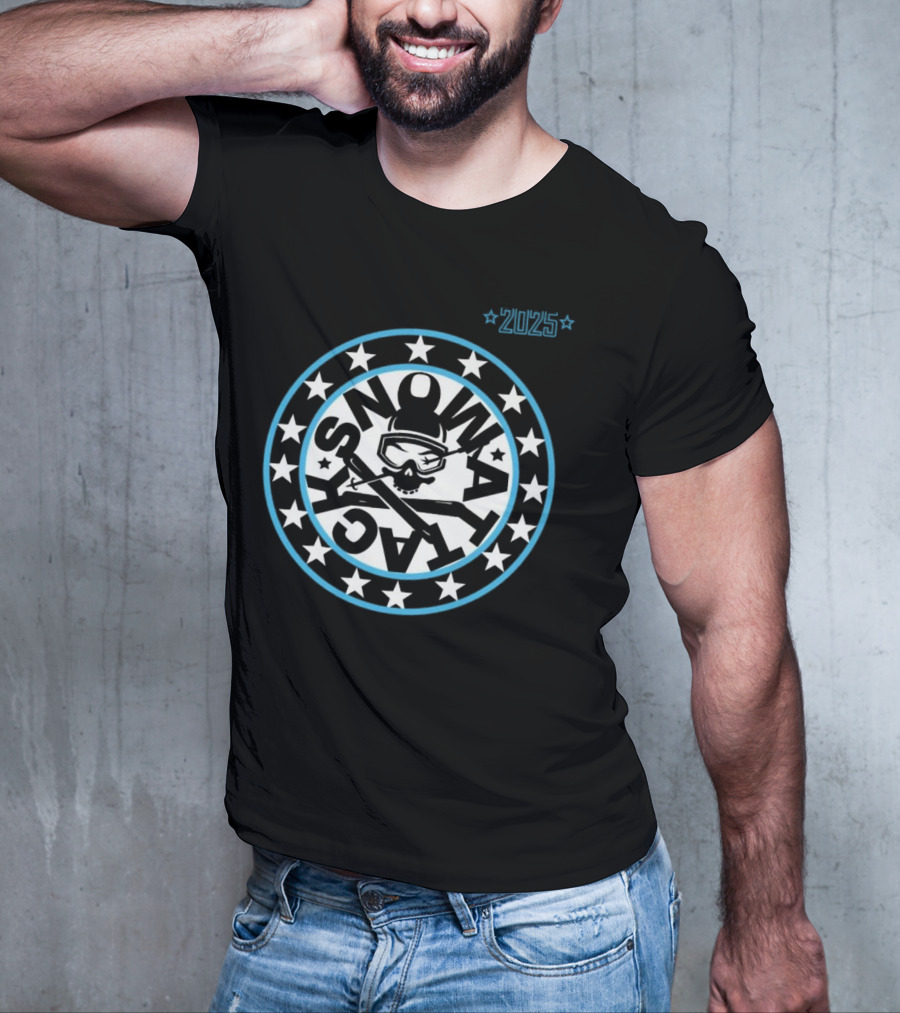 Snowattack Festival 2025 Skull Goggles And Crossed Skis Star Circle T-Shirt