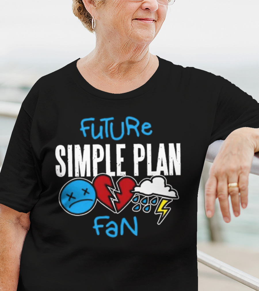 Future Simple Plan Fan With Emojis Of Heart And Lightning Cloud T-Shirt