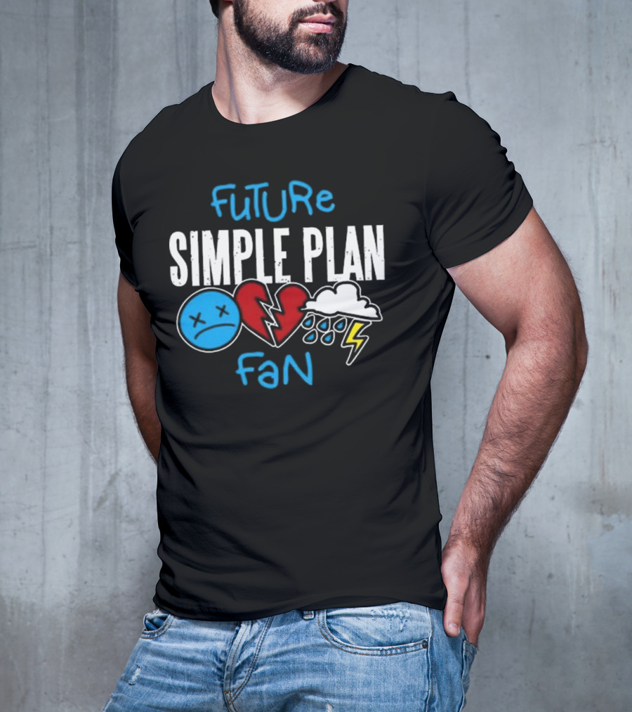 Future Simple Plan Fan With Emojis Of Heart And Lightning Cloud T-Shirt