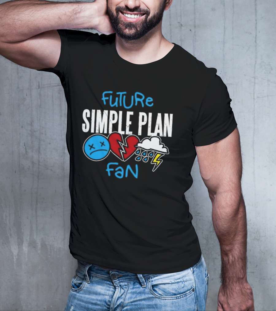 Future Simple Plan Fan With Emojis Of Heart And Lightning Cloud T-Shirt