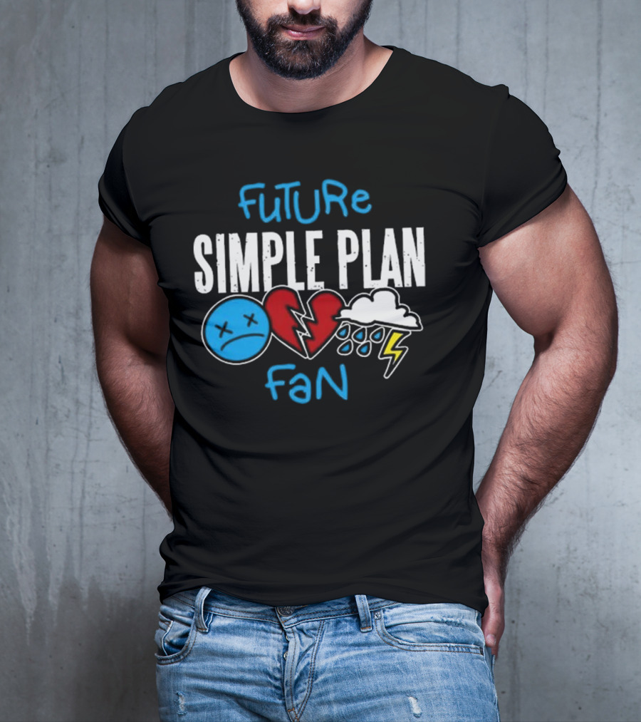 Future Simple Plan Fan With Emojis Of Heart And Lightning Cloud T-Shirt