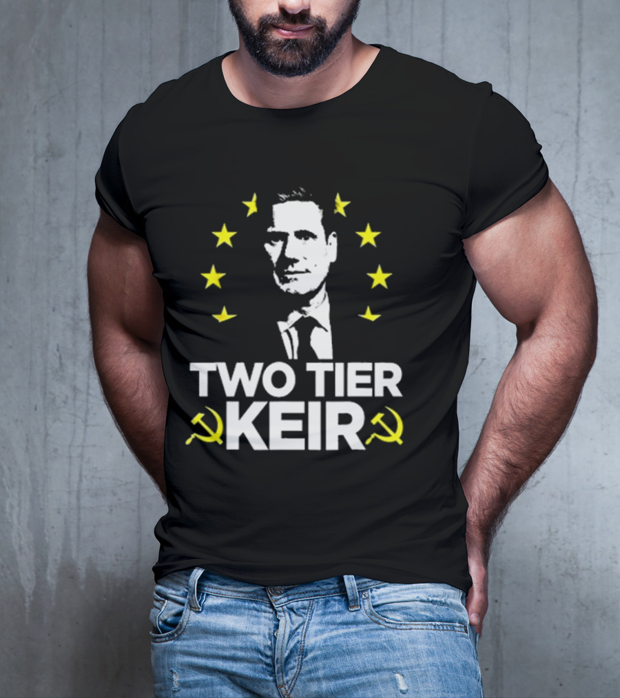 Euro Stars Circle Face Two Tier Keir Hammer Sickle T-Shirt