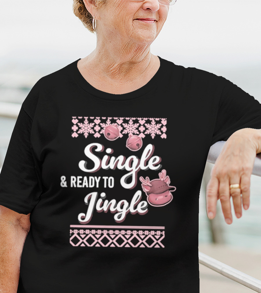 Single And Ready To Jingle Christmas Bells And Reindeer T-Shirt