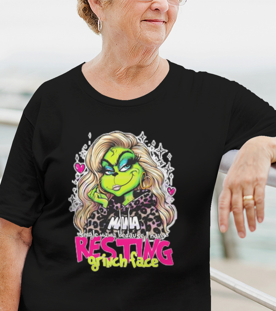 Single Mama Resting Grinch Face With Blonde Hair And Hearts T-Shirt