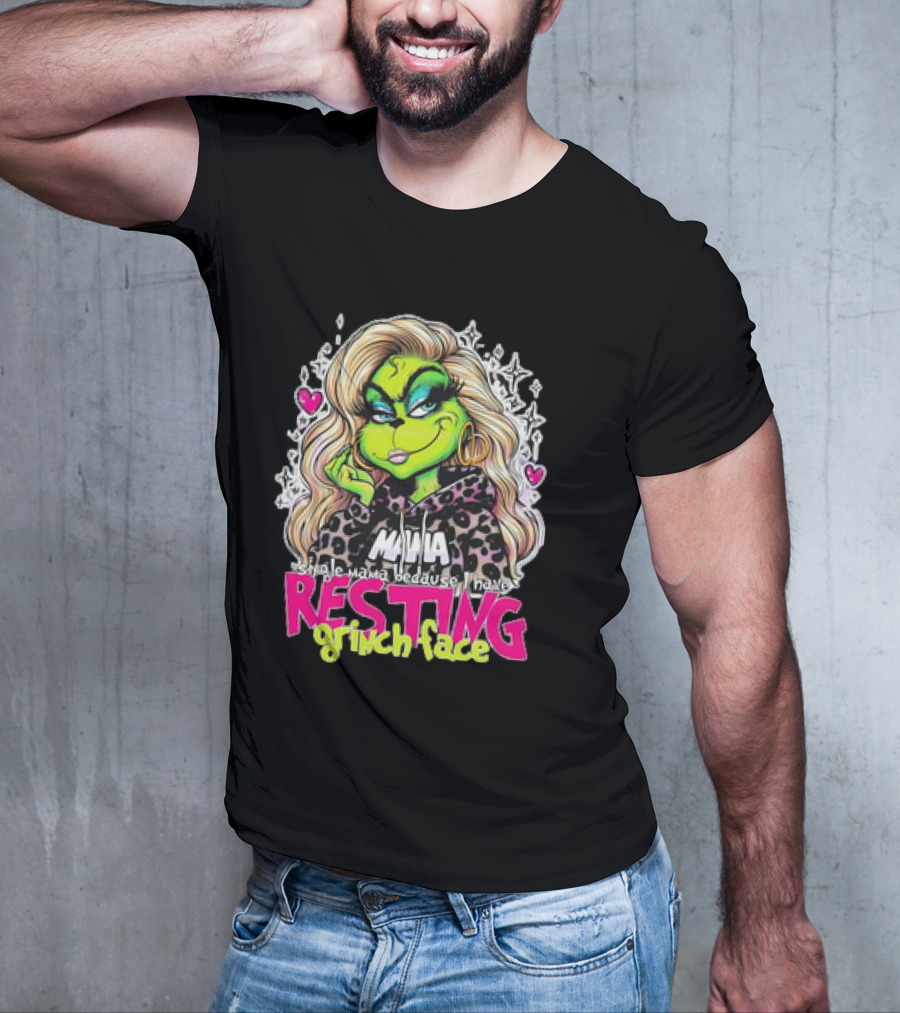 Single Mama Resting Grinch Face With Blonde Hair And Hearts T-Shirt