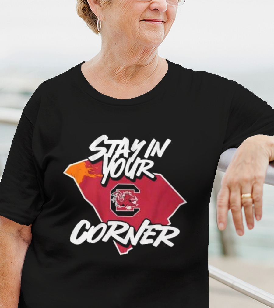 South Carolina Football Stay In Your Corner Gamecock Logo And State Map T-Shirt