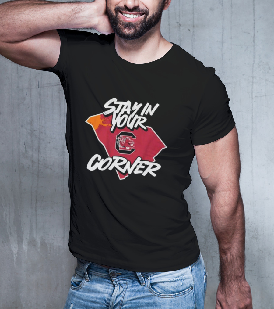 South Carolina Football Stay In Your Corner Gamecock Logo And State Map T-Shirt