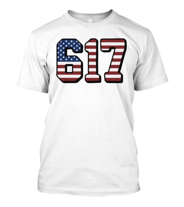 Boston 617 USA Flag T-Shirt
