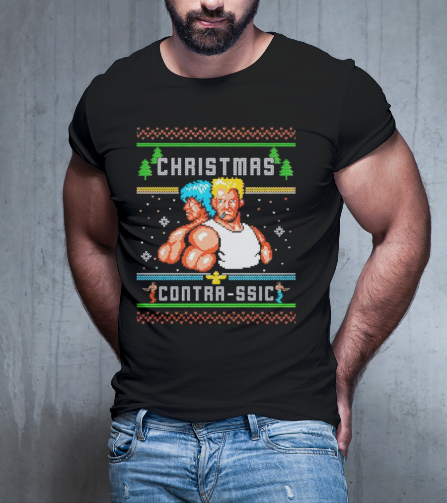 Christmas Contra-ssic Retro Gaming Mashup T-Shirt
