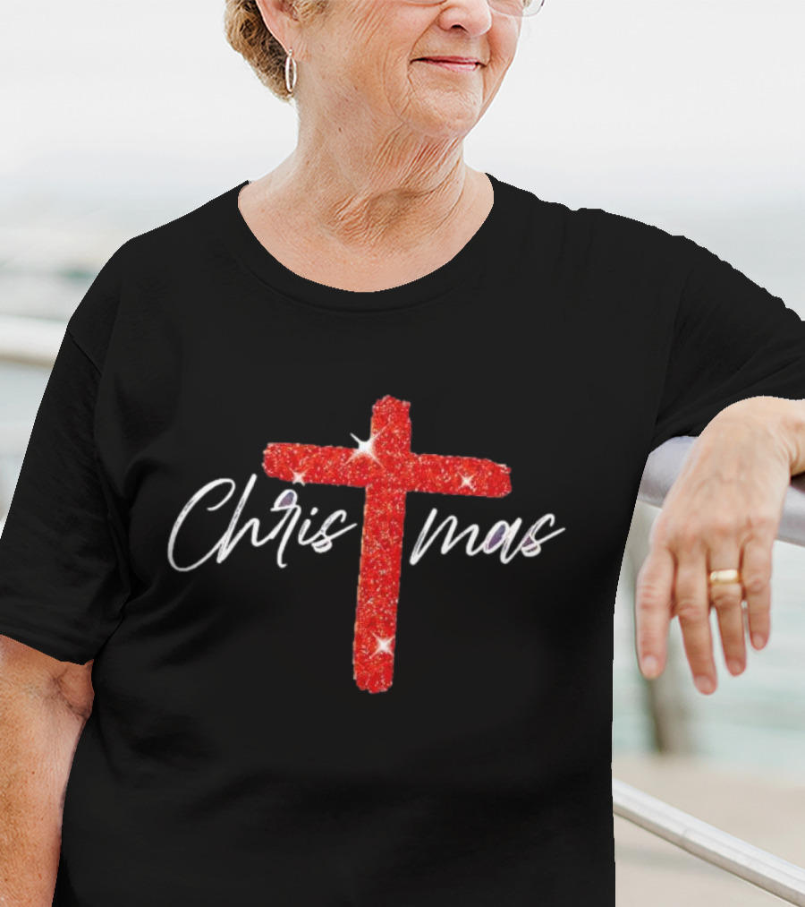 Christmas Crucifix Sparkle T-Shirt