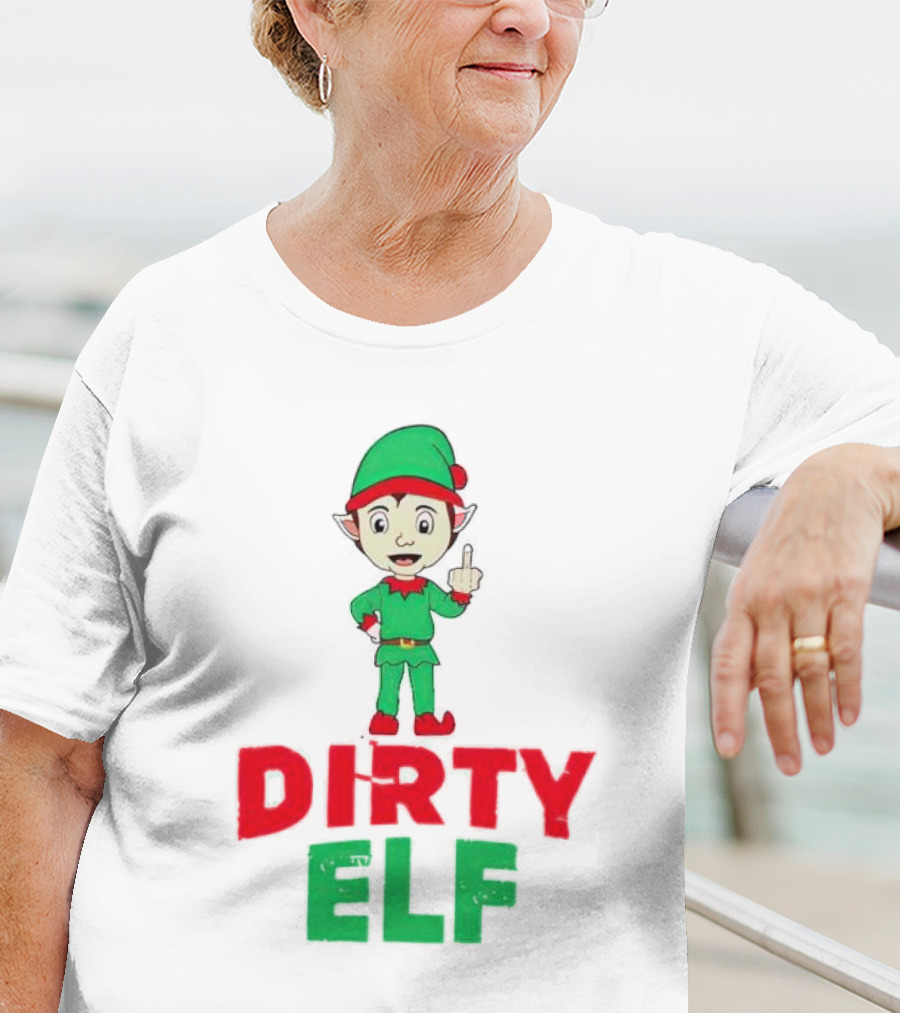Dirty ELF Christmas Middle Finger T-Shirt