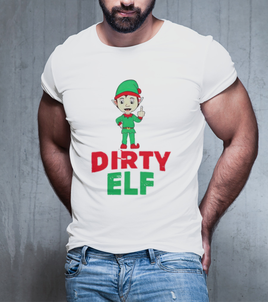 Dirty ELF Christmas Middle Finger T-Shirt