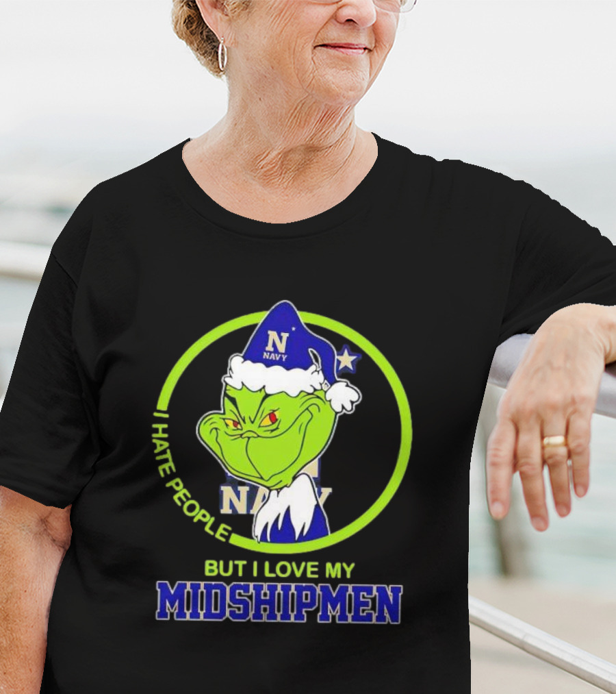 Grinch I Hate People But I Love My Navy Midshipmen T-Shirt