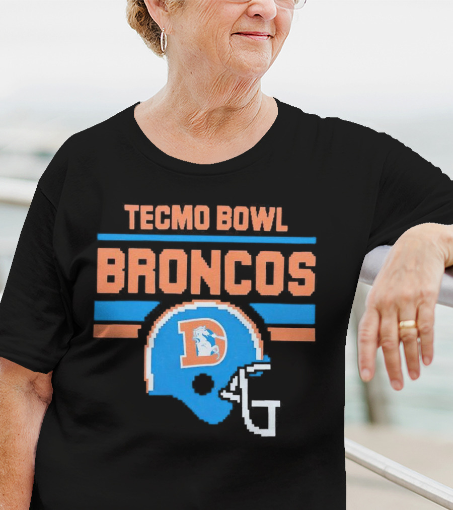 Tecmo Bowl Denver Broncos Retro Helmet Pixel T-Shirt