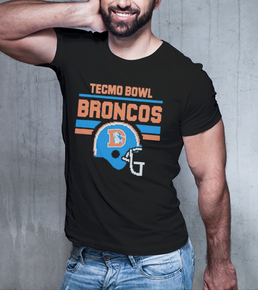 Tecmo Bowl Denver Broncos Retro Helmet Pixel T-Shirt
