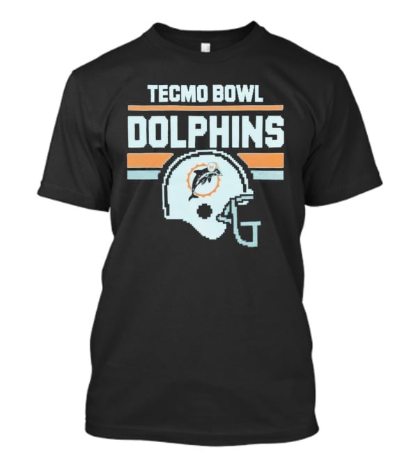 Tecmo Bowl Dolphins Retro Miami Football Helmet T-Shirt