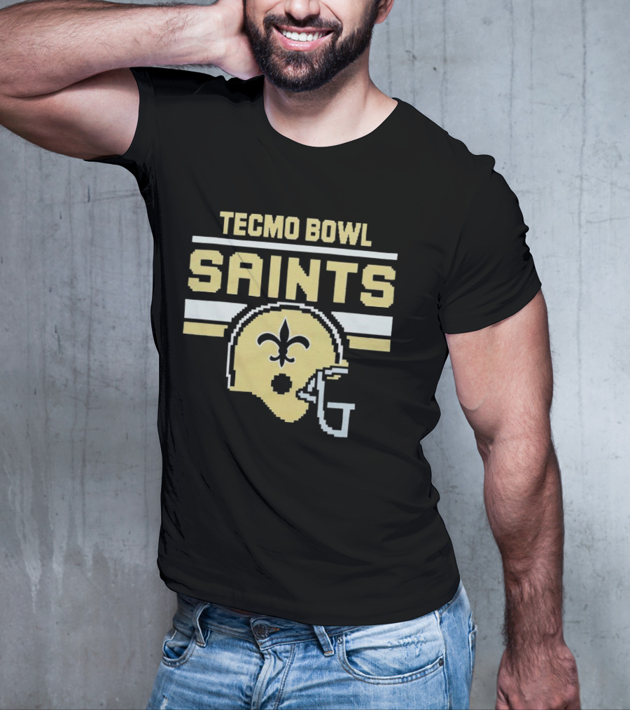 Tecmo Bowl Saints New Orleans Retro Football Helmet T-Shirt