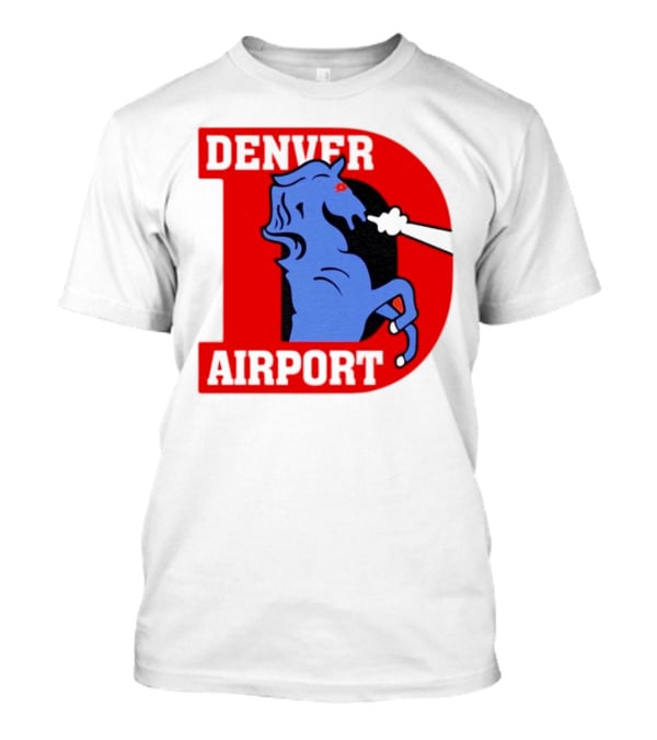 Denver Airport Blue Mustang Icon With Red Letter D T-Shirt