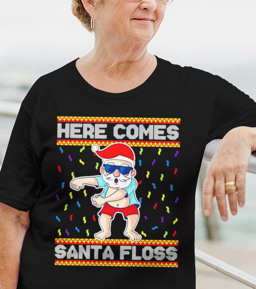 Here Comes Santa Floss Christmas Dance Party T-Shirt