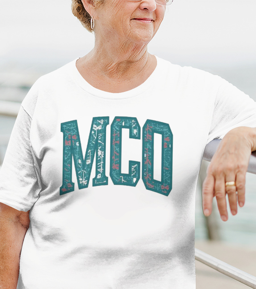 MCO Magic Carpet Oasis Vintage Teal Textured Letters T-Shirt