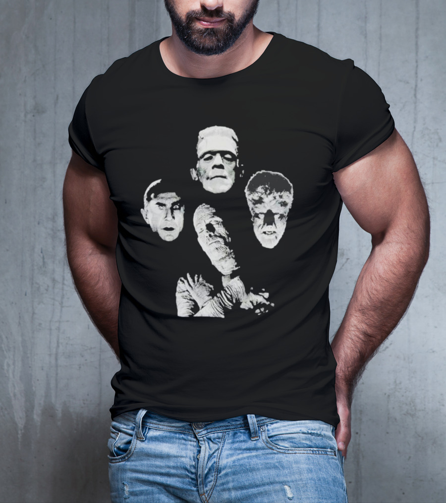Rock Rebel Monster Dracula Frankenstein Mummy Wolfman Horror Band T-Shirt