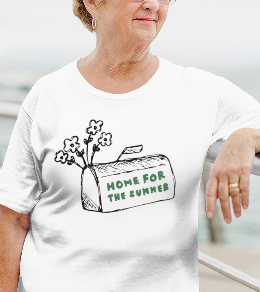 Sara Kays Home For The Summer Graphic With Flowers And Bag T-Shirt