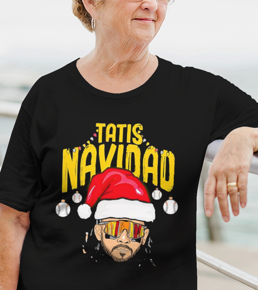 Tatis Navidad Santa Hat Baseball Sunglasses T-Shirt